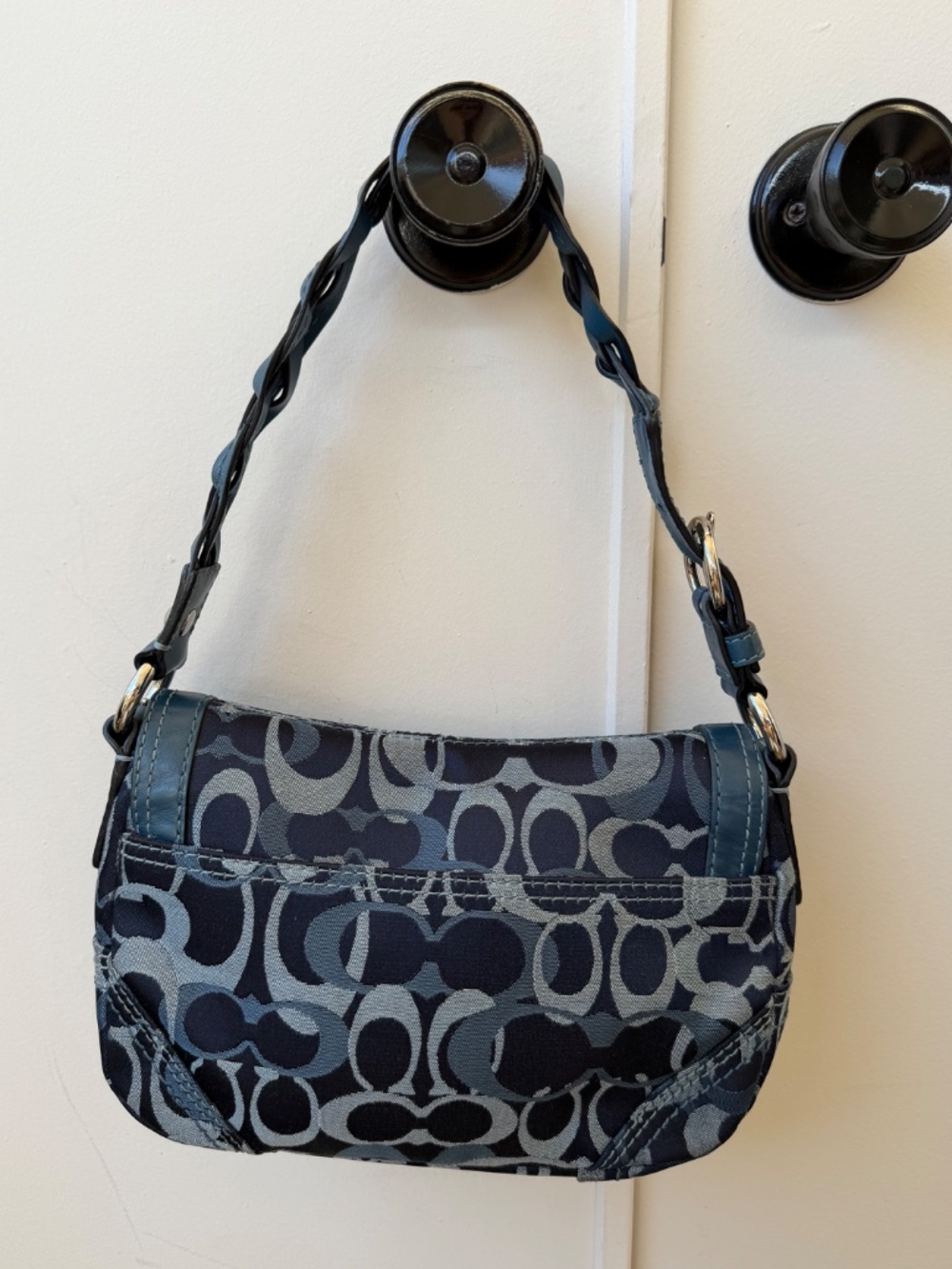 Coach Chelsea (Soho) Signature Optic Flap Bag in Blue/Navy (Style 10992) - Picture 2 of 8